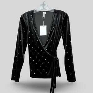 & Other Stories Rhinestone Velvet Wrap Top